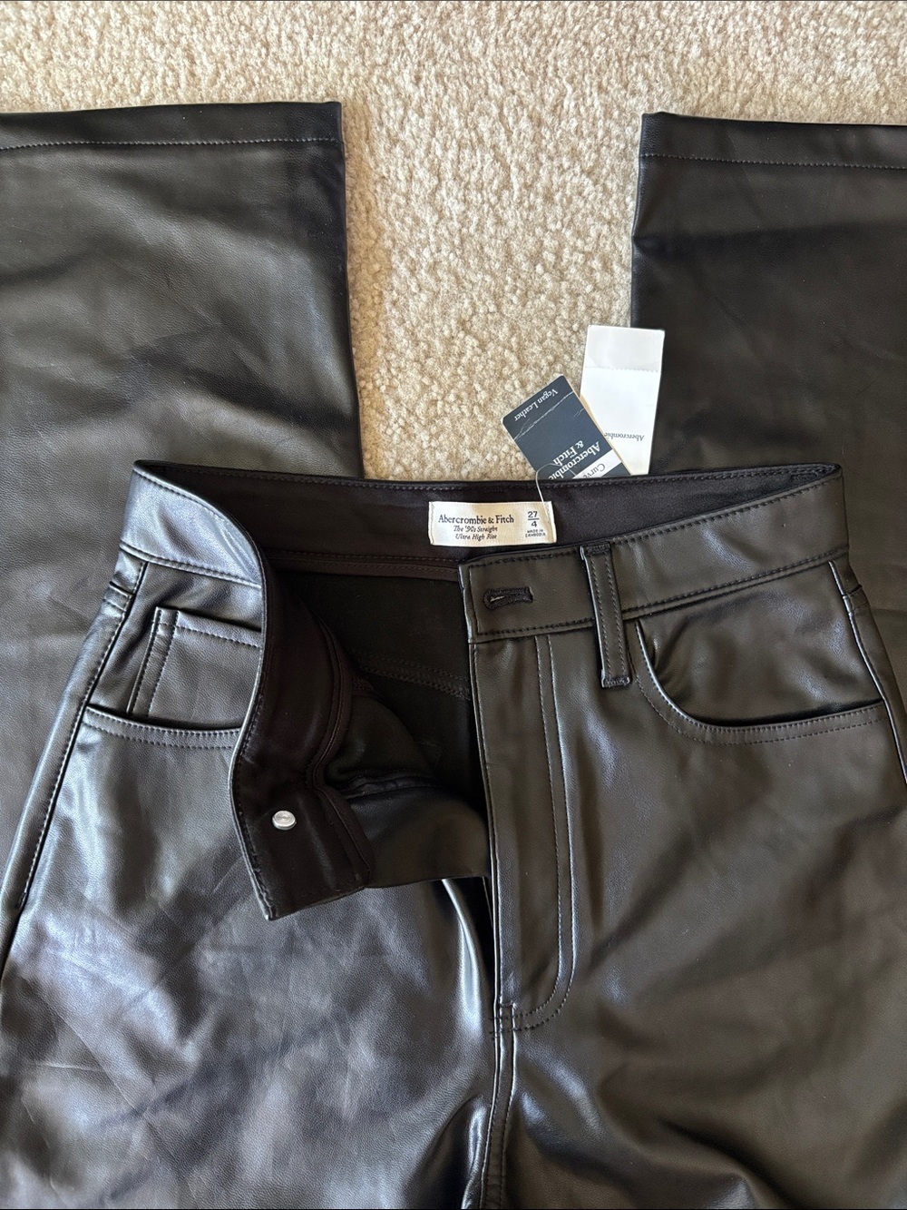 Abercrombie & Fitch Women’s Black Faux Leather Pants
